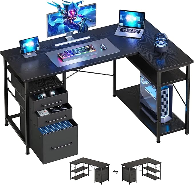 47" Computer Desk with Drawers, Desks by Maihail