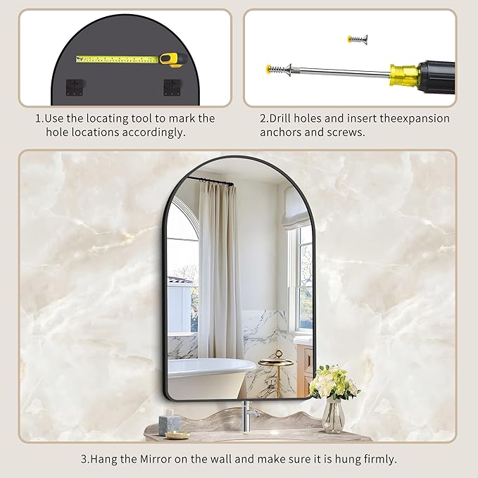 Arched Bathroom Mirror, Wall Mounted Mirror, Living Room, Vertically Hanging - Image 6