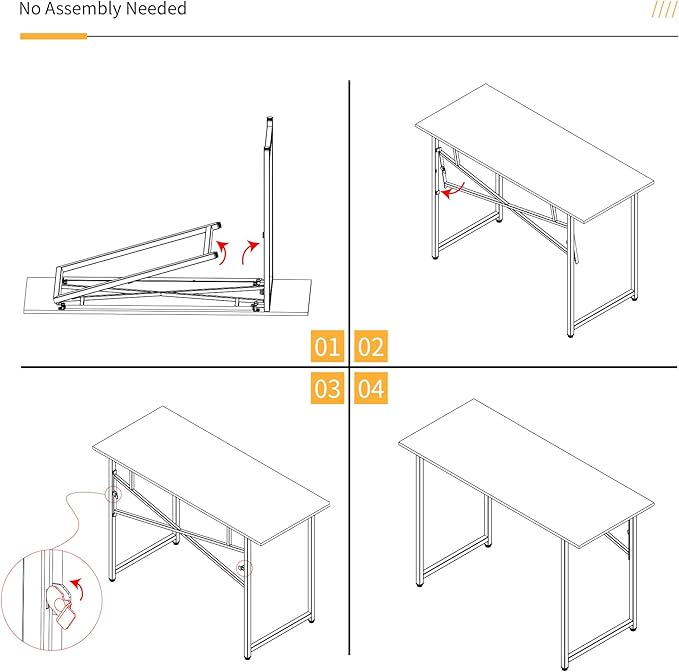 Folding Computer Desk 47 inch Writing Gaming Computer Camping Table, No - Image 4