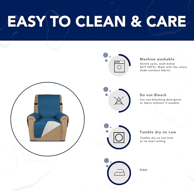 PureFit Reversible Sofa Cover Water Resistant Recliner Couch Cover, Machine - Image 7
