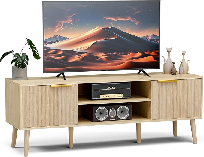 TV Stand for Living Room, Boho Entertainment Center for 55/60/65 inch TVs - Image 8