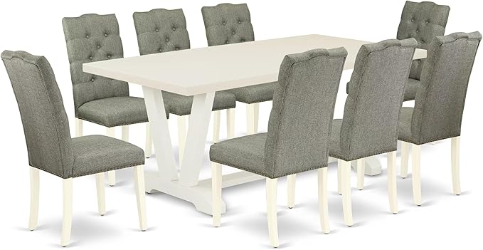 East West Furniture V027EL207-9 9 Piece Dining Room Set Includes a Rectangle by EastWestFurniture