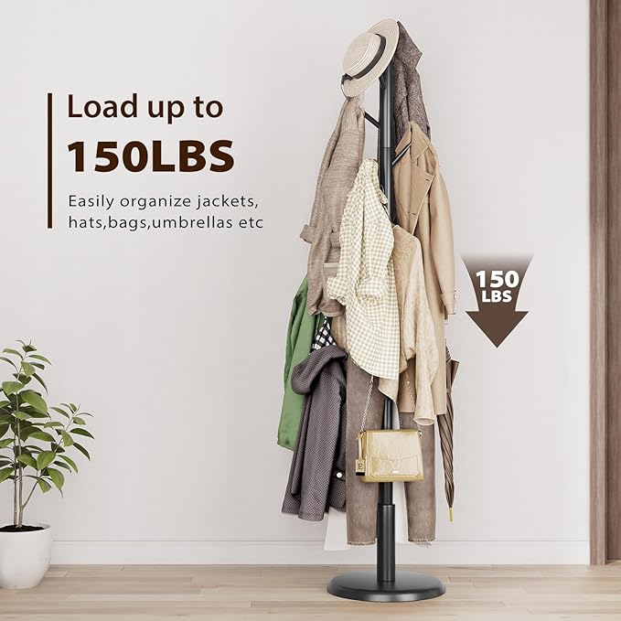 Solid Wood Coat Rack Freestanding Coat Tree - Image 8