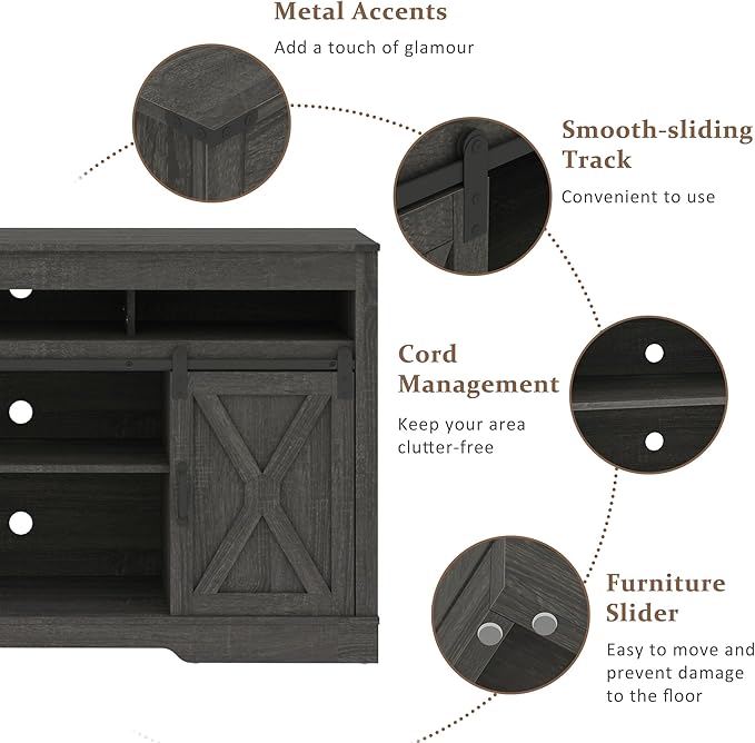 RoyalCraft Farmhouse TV Stand for 65+ Inch TV, Rustic Wood Media Console - Image 4