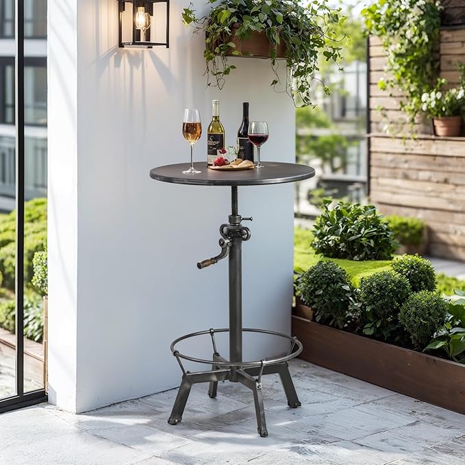 LOKKHAN 33.5"-39.4" Tall Industrial Bar Table-Adjustable Bar Height Pub - Image 6