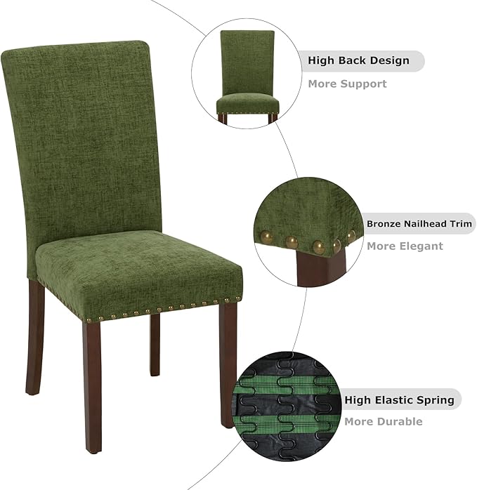 COLAMY Upholstered Parsons Dining Chairs Set of 4, Fabric Dining Room Kitchen - Image 5