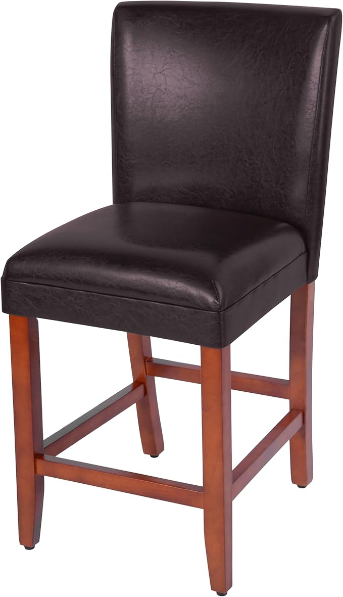 Homepop Home Decor | Classic Counter Height Bar Stools | Faux Leather 24 Inch - Image 11