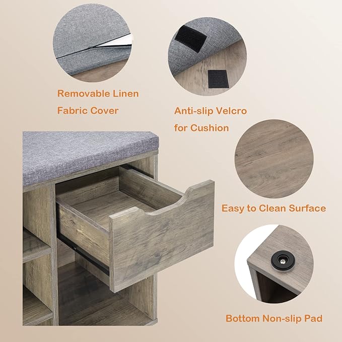 DINZI LVJ Shoe Bench, Entryway Storage Bench - Image 9