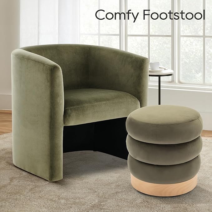 COLAMY Velvet Ottoman Footstool, Tufted Modern Foot Rest Stool - Image 6