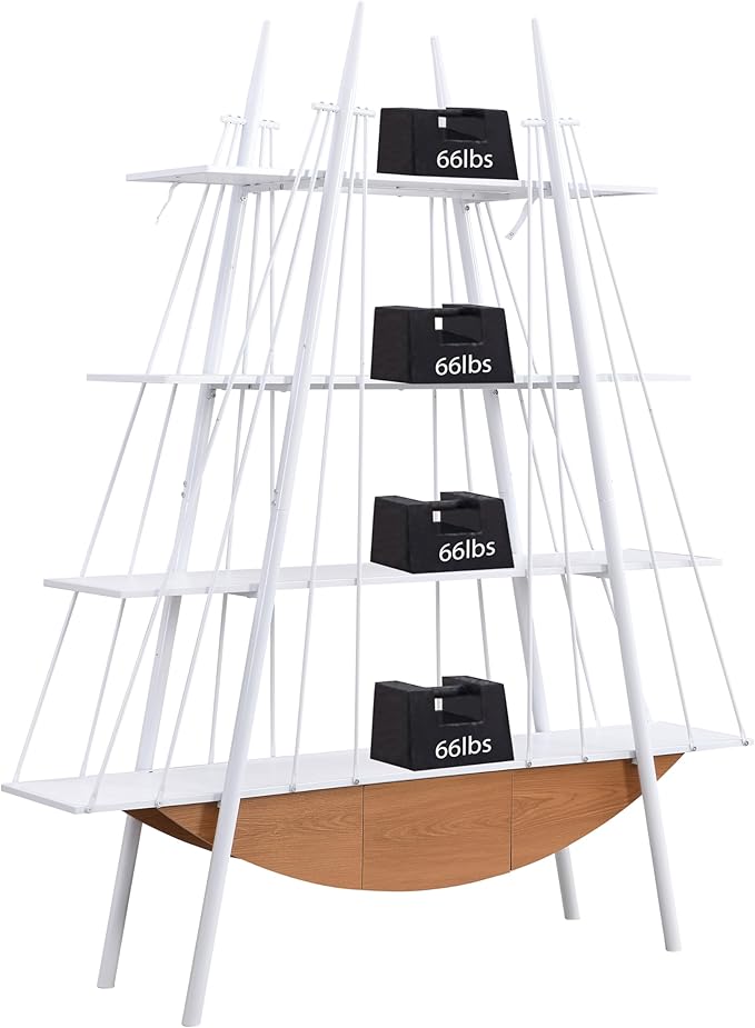 4 Tier Modern Boat-Shaped Bookshelf - Image 5