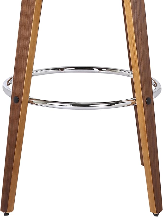 Armen Living Shelly 26" Counter Height Swivel Brown Faux Leather and Walnut - Image 10