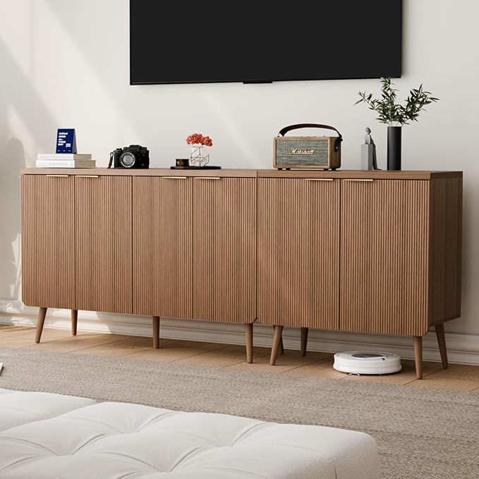 Sideboard Buffet Cabinet with Storage, 4 Doors Wood Entryway Cabinet, Modern - Image 7