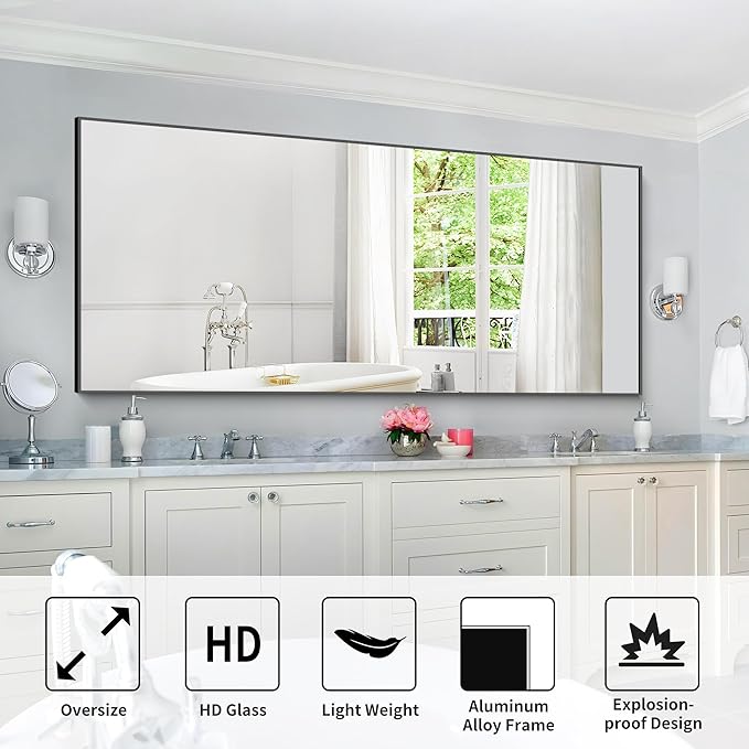 30x72inch Bathroom Mirror, Large Rectangular Wall Mirror - Image 5