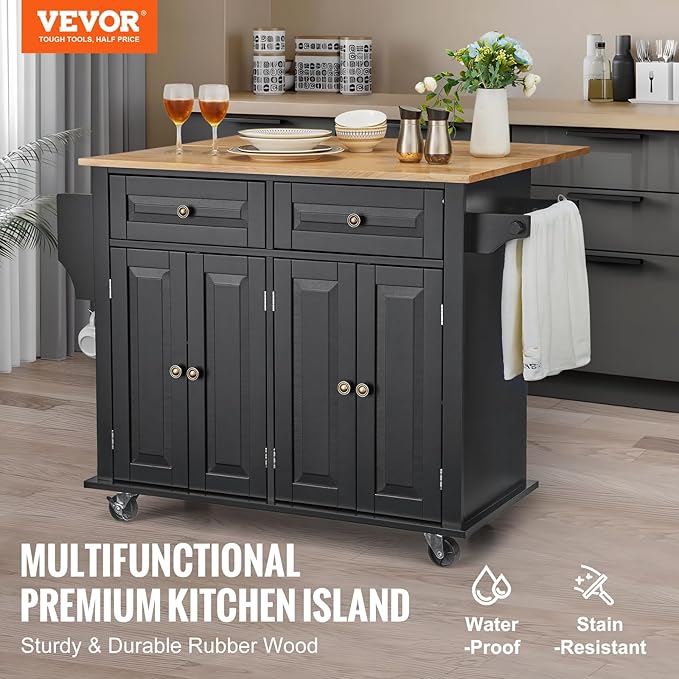 VEVOR Kitchen Island Cart, Rolling Table - Image 2