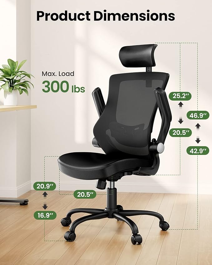 Marsail Office Chair Ergonomic Desk Chair, 360°Swivel Mesh Back Wide Computer - Image 7