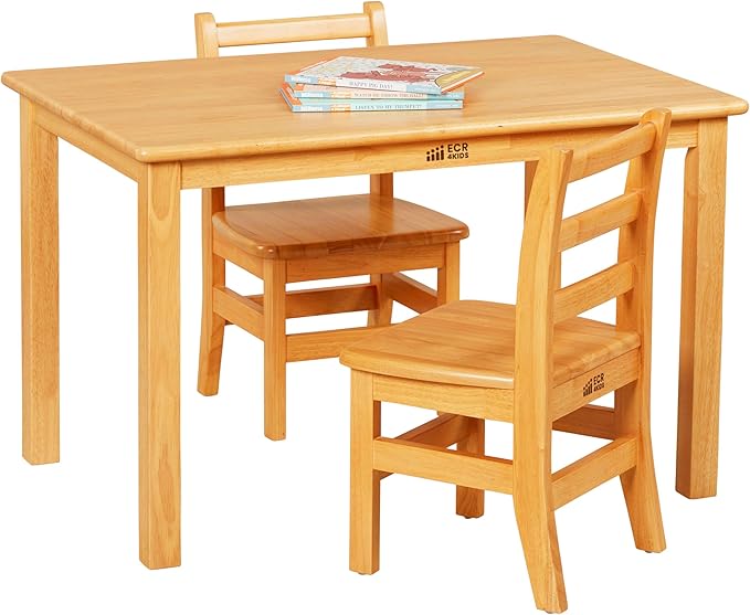 ECR4Kids 24in x 36in Rectangular Hardwood Table and Chair Set, 12in Seat Height - Image 12