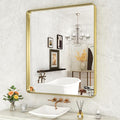 WEER Gold Bathroom Mirror, 36X30 Inch Brushed Gold Metal Frame Mirror, Rounded by WEER