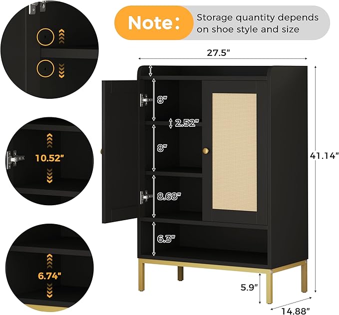 Rattan Shoe Cabinet Storage for Entryway, Shoe Cabinet - Image 2