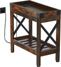 Narrow Side Table, Slim End Table by Zexvida