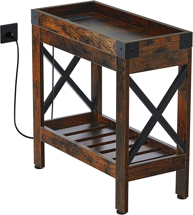 Narrow Side Table, Slim End Table by Zexvida