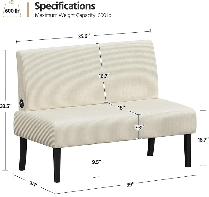 Yaheetech Small Mini Sofa Couch Armless Loveseat Futon - Image 3