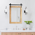 Farmhouse Bathroom Mirror 18" x 24" Rustic Wood Framed Wall Barn Door Mirror by Menscha