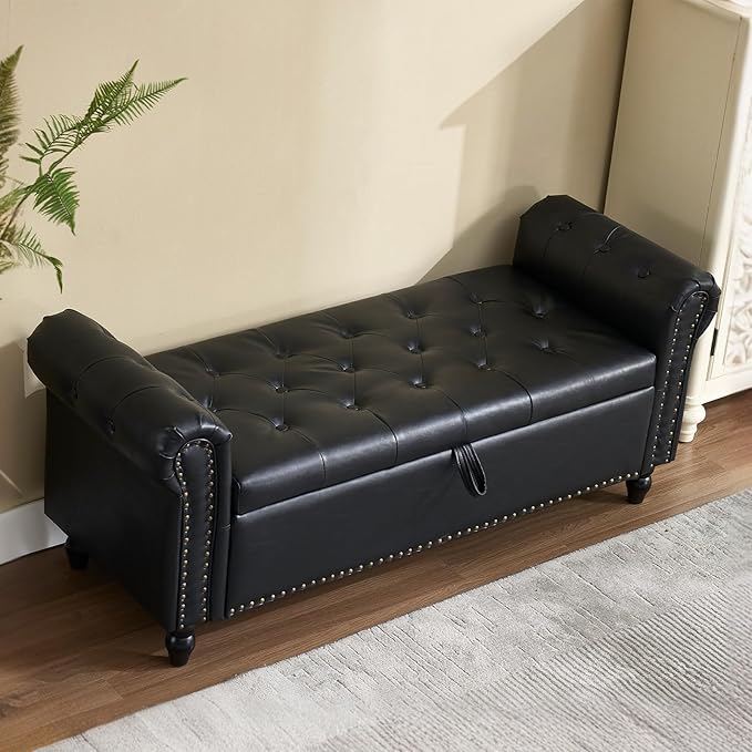 Furniliving 55” End of Bed Bench, Bedroom Bench - Image 2