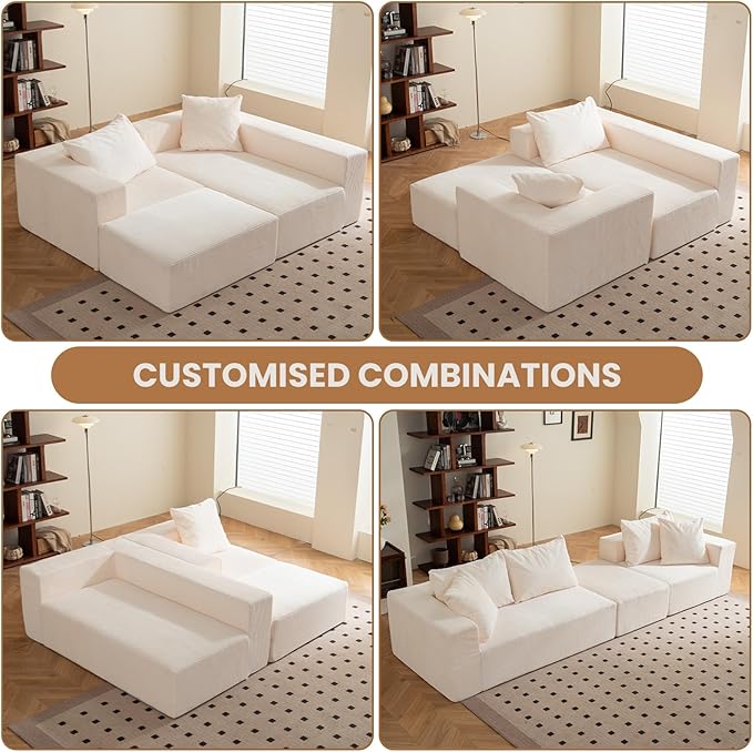 Modular Sectional Sofa, Corduroy Cloud Couch - Image 8