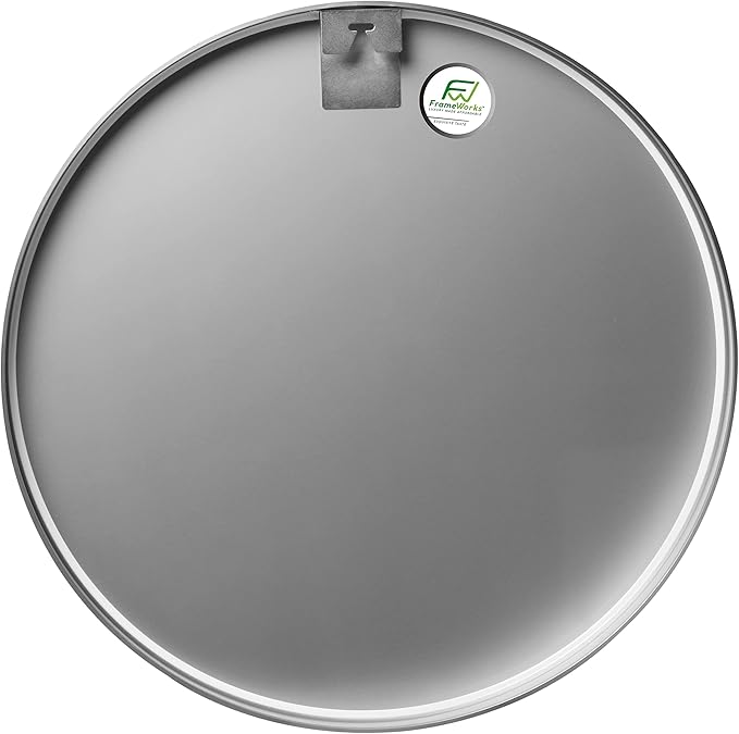 FrameWorks 24" Deluxe Contemporary Silver Circular Aluminum Mirror - Image 2