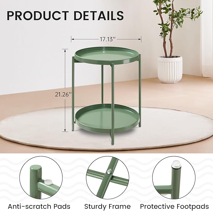 danpinera 2 Tier Metal Side Table - Image 3