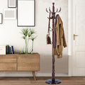 Coat Racks Free Standing with 14 Hooks, Natural Wood Coat Stands by Sauqzoh
