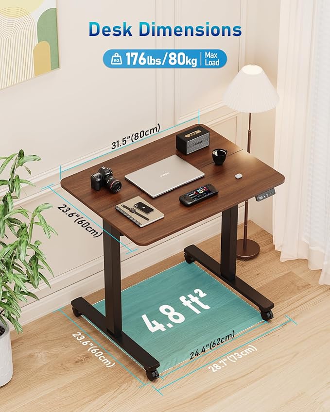 Small Height Adjustable Electric Standing Desk, 31.5" x 23.6" Sit Stand up Desk - Image 2
