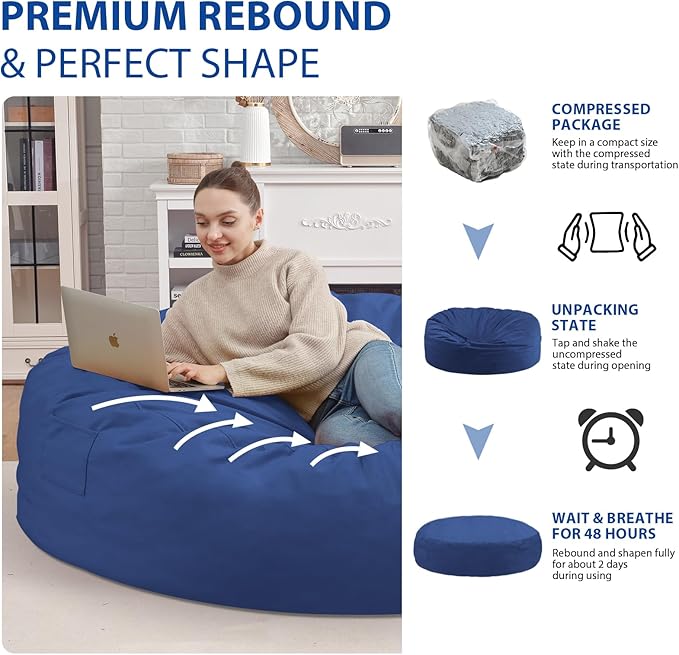 7FT Bean Bag Chair, Large Bean Bag Chairs - Image 6