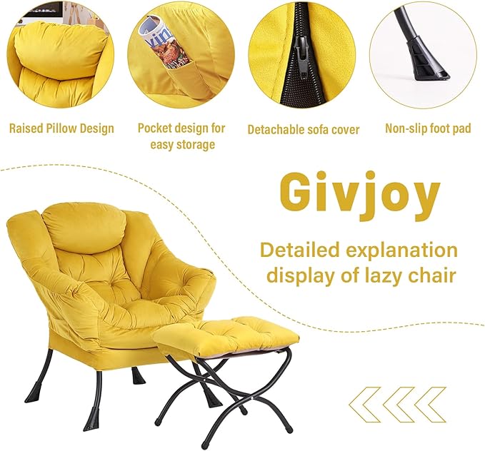 Lazy Chair and Ottoman, Large Accent Lounge Chair - Image 4