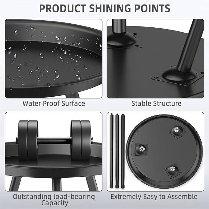 SYQ Small Black Side Table, Modern Round Metal end Table, Simple Circle Accent - Image 5
