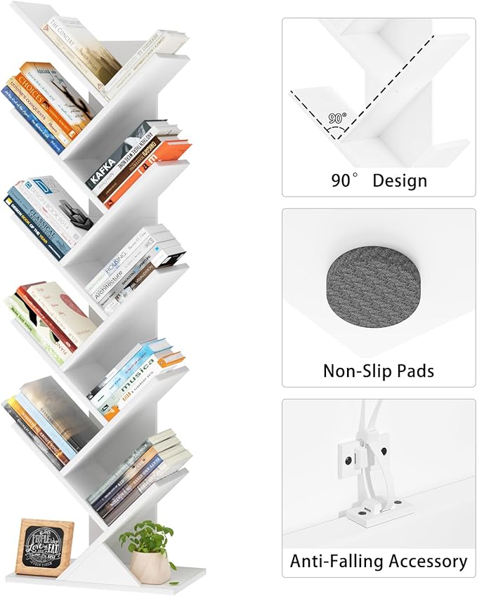 10 Tier Tree Book Shelf, Floor Standing Wood Bookshelf - Image 7