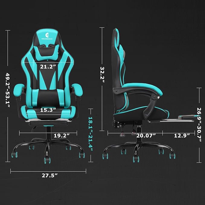 Gaming Chair with Linkage Armrest & Footrest, High Back Video Gaming Chair - Image 3