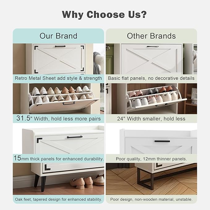 Shoe Storage Cabinet, Farmhouse Shoe Organizer - Image 7