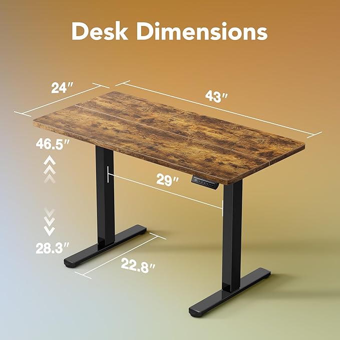 HUANUO 43 x 24 inch Electric Standing Desk Adjustable Height, 4 Memory Height - Image 2