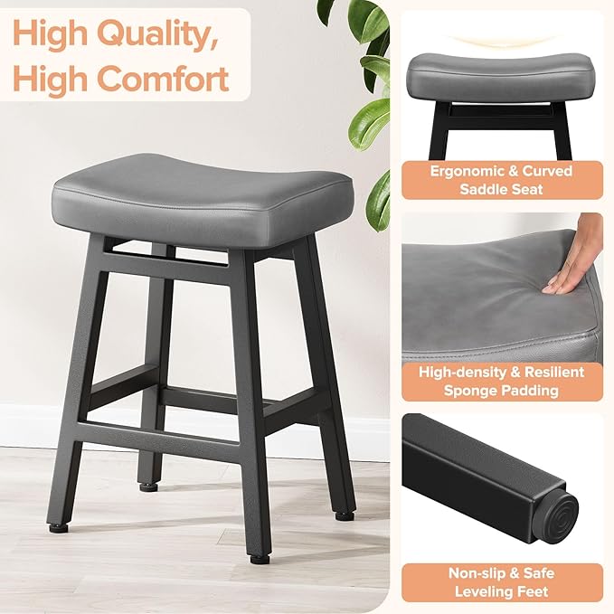 Counter Height Bar Stools Set of 3, 24 Inch Barstools - Image 3