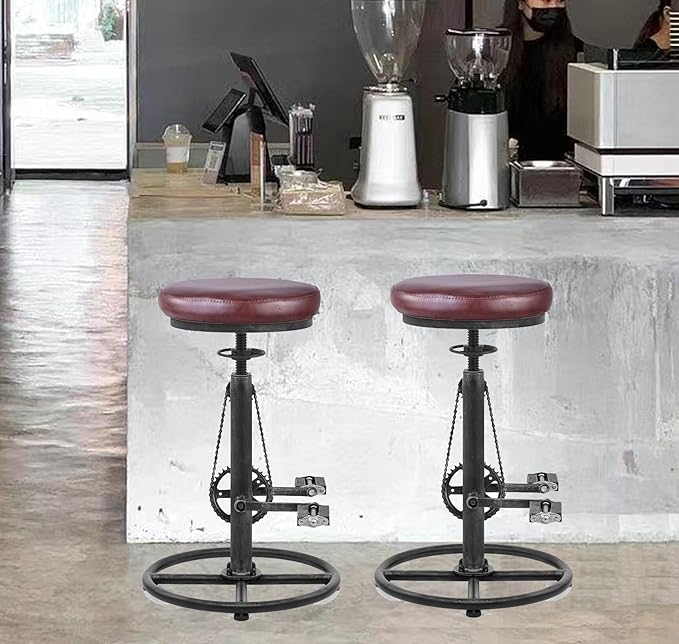 Topower Vintage DIY Bar Stool Bicycle Chain Iron Pedal Retro Industrial Height - Image 4