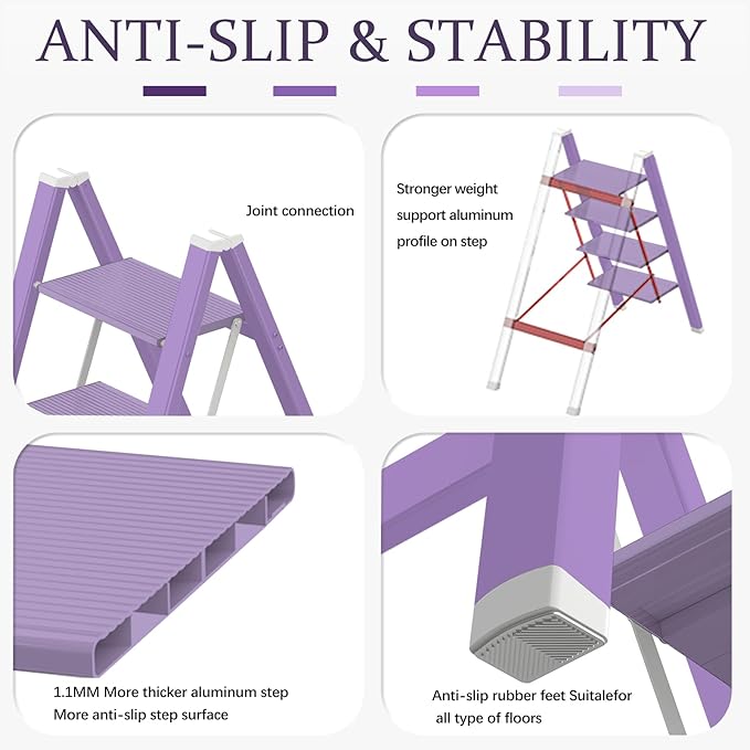 Lightweight Folding Step Ladder Household, Aluminum 4 Step Ladder Foldable - Image 2