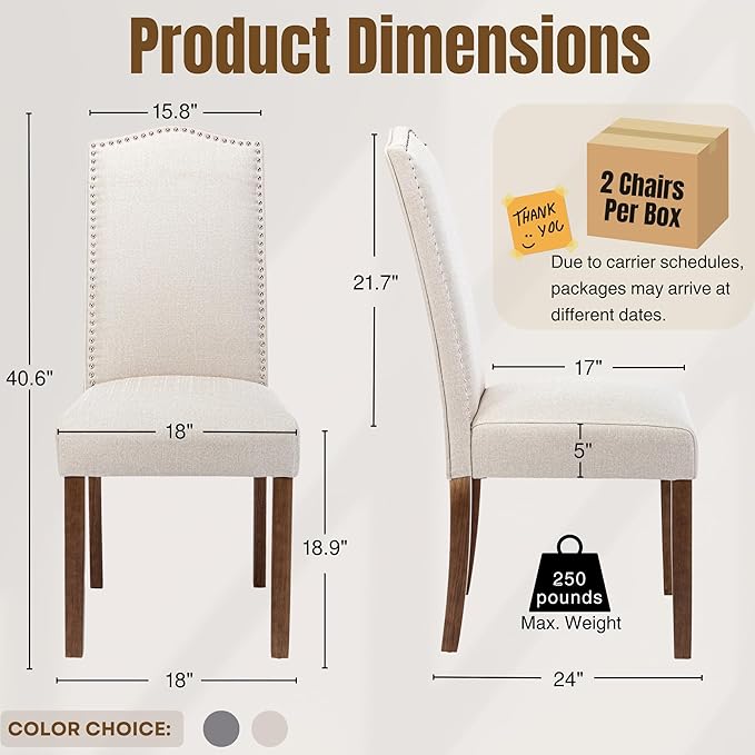 Stylish Upholstered Parsons Dining Chair Kitchen - Image 3