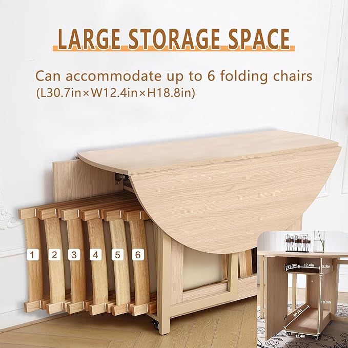 47.3" Round Folding Dining Table - Image 4
