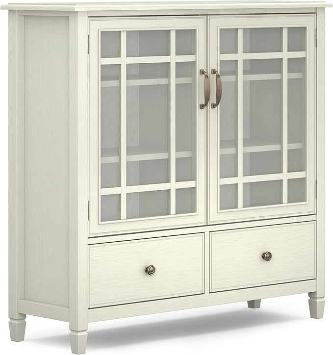 SIMPLIHOME Connaught SOLID WOOD 46 inch Wide Traditional Tall Storage Cabinet by SimpliHome