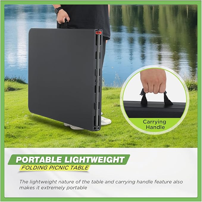 BestOffice Outdoor Folding Camping Table Plastic Table Portable Square Height - Image 7