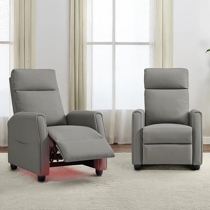 Recliner Chair for Adults PU Leather Push Back Armchair - Image 2