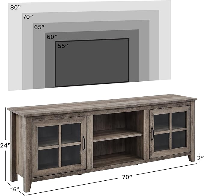 Walker Edison Portsmouth Classic 2 Glass Door TV Stand - Image 5