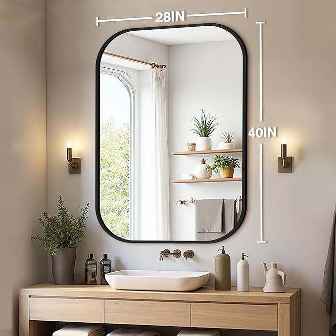 Bathroom Mirrors for Over Sink, 28x40 Black Vanity Mirror for Bathroom Sink - Image 2
