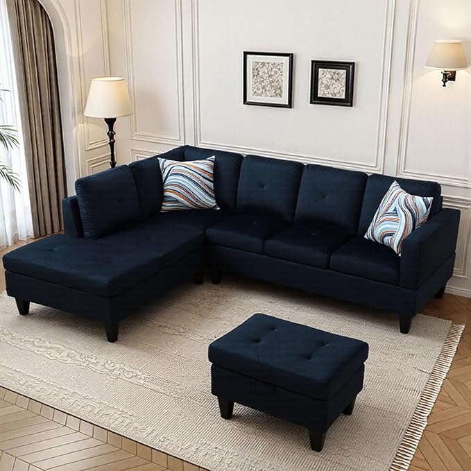 L Shaped Sectional Couch with Otttoman, Apartments - Image 6